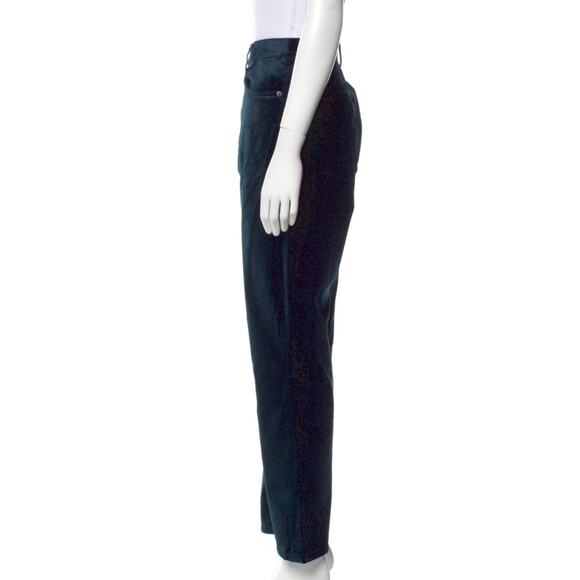 Agolde Deep Teal Green Soft Velvet High Rise Stovepipe Jeans Pants 30 - Picture 5 of 11